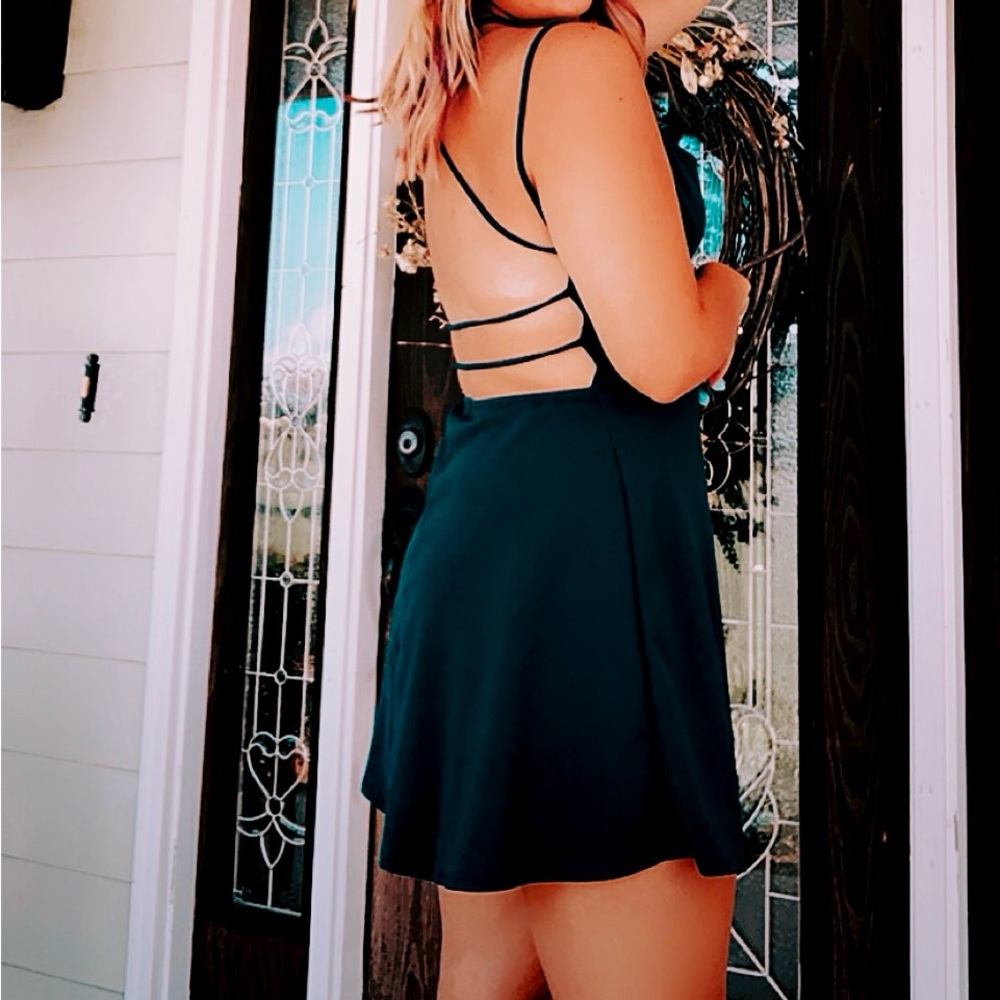 Elegant Teal Strappy Back Dress